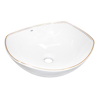 THH Above Counter Ceramic Bathroom Basin Gold Trim 410X380X155mm