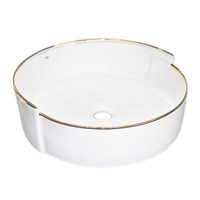 THH Above Counter Ceramic Bathroom Basin Gold Trim 420X420X130mm