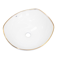THH Above Counter Ceramic Bathroom Basin Gold Trim 410X380X155mm