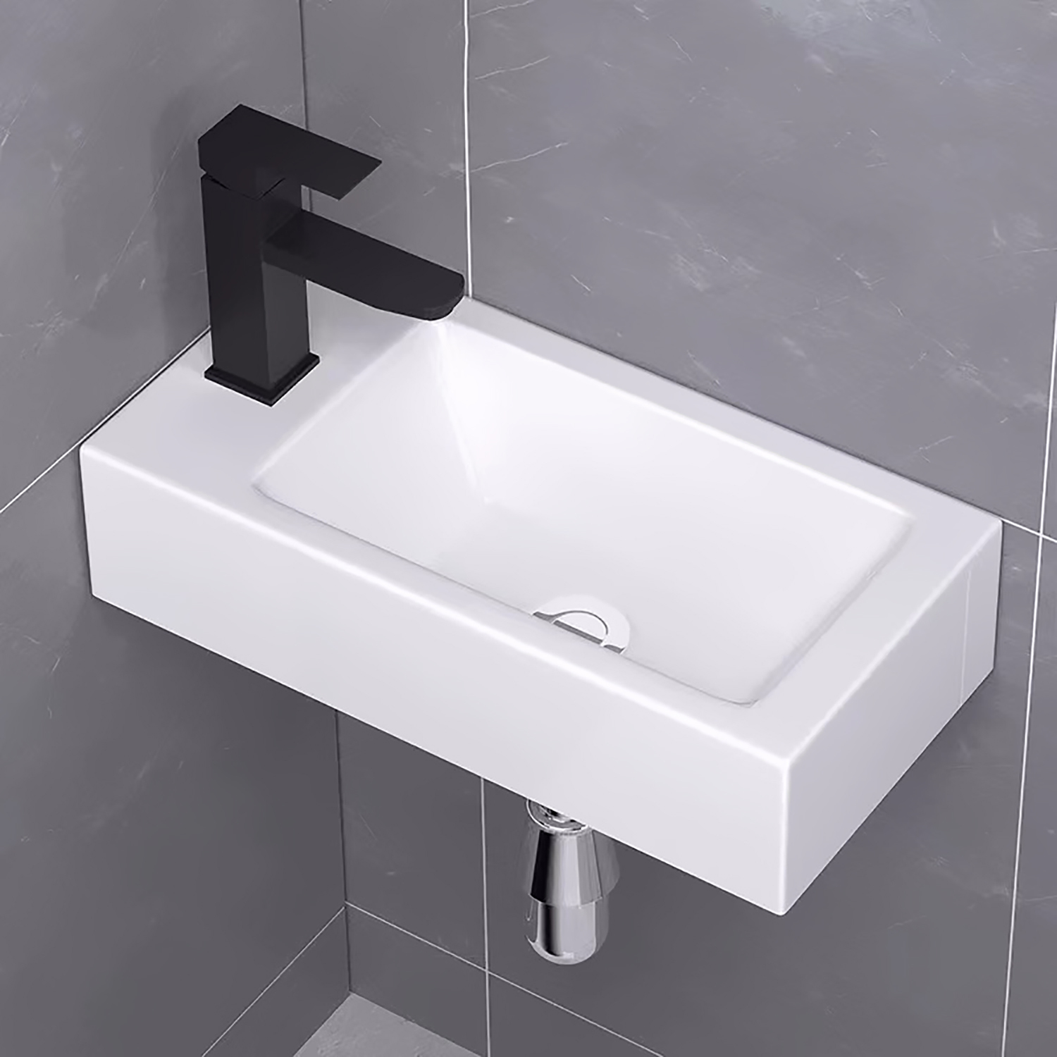 THH Above Counter Ceramic Bathroom Basin White 370 x 180 x 90mm