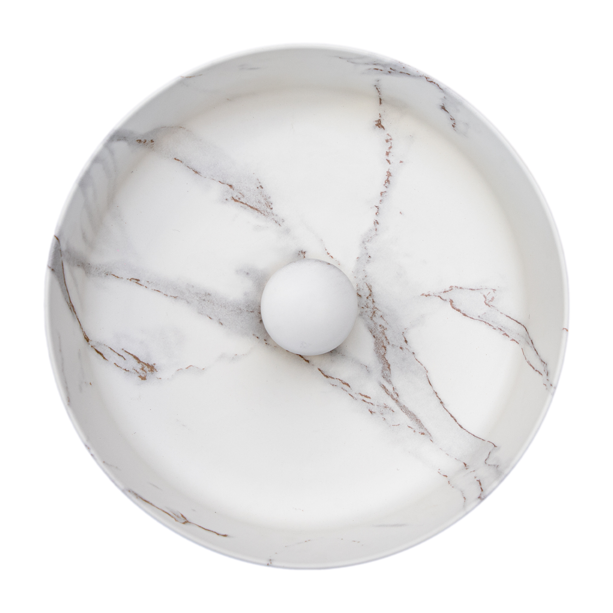 THH Above Counter Ceramic Bathroom Basin White Marble Color 350x350x120mm