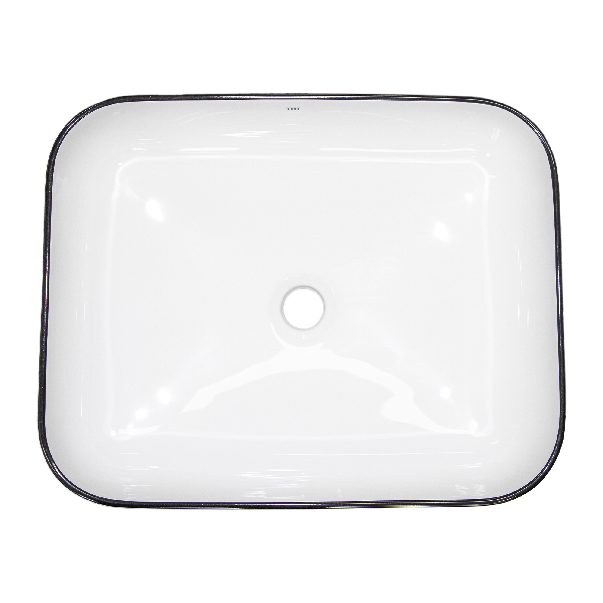 THH Above Counter Ceramic Bathroom Basin White with Black Line 510x400x135mm
