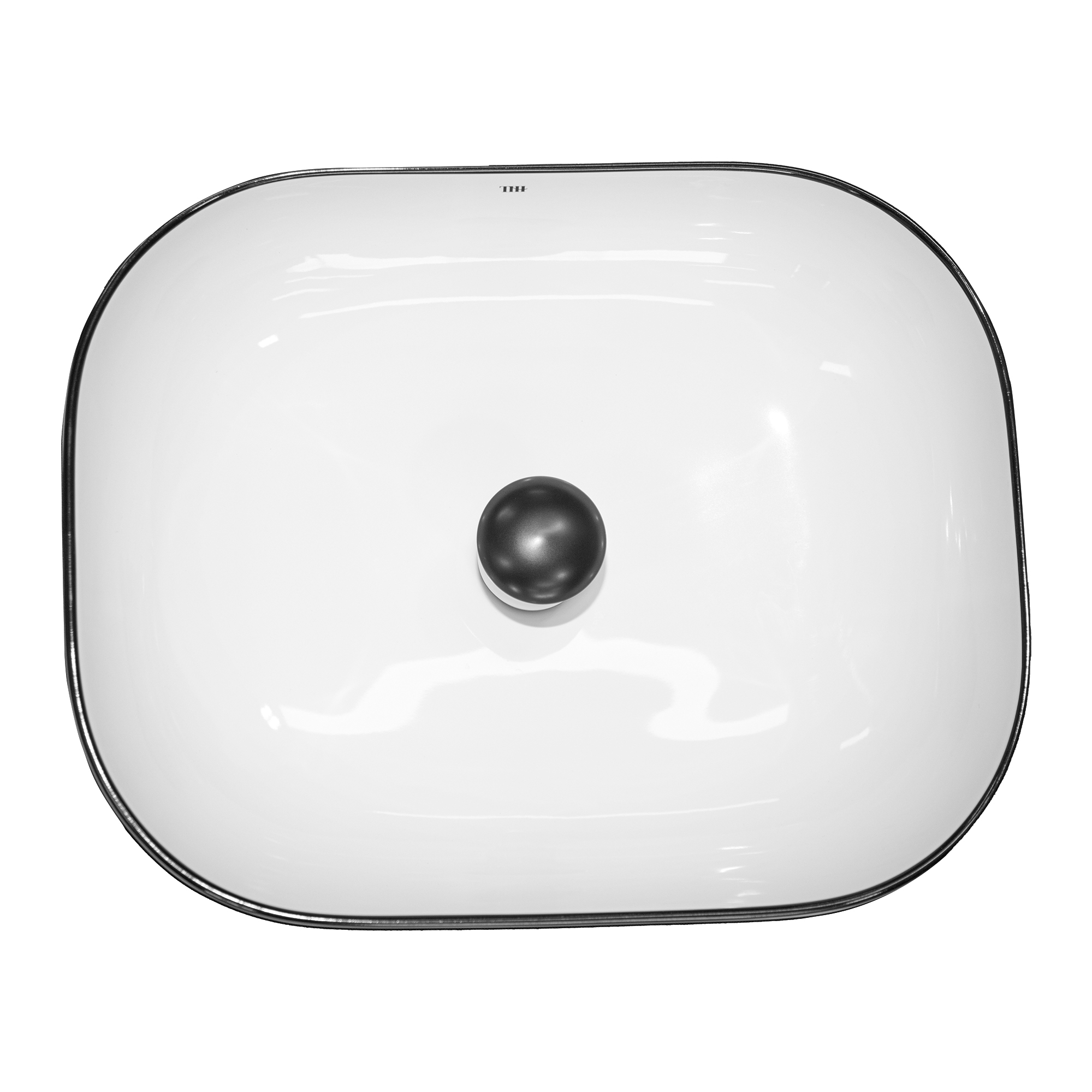 THH Above Counter Ceramic Bathroom Basin White with Black Line 500x400x145mm