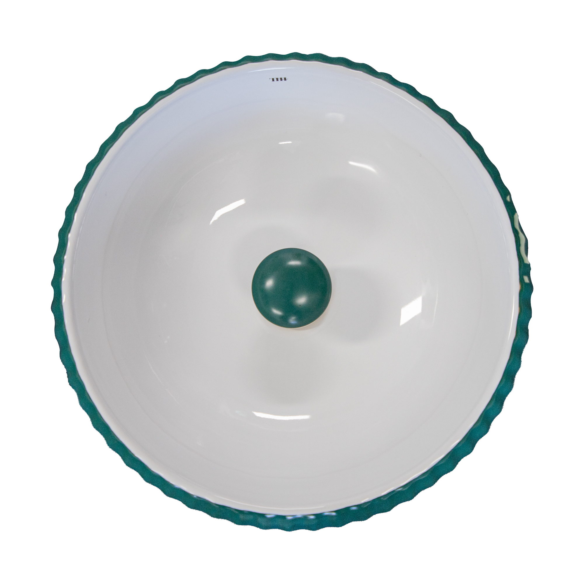 THH Above Counter Ceramic Bathroom Basin Matt Peacock Green 400x400x140mm