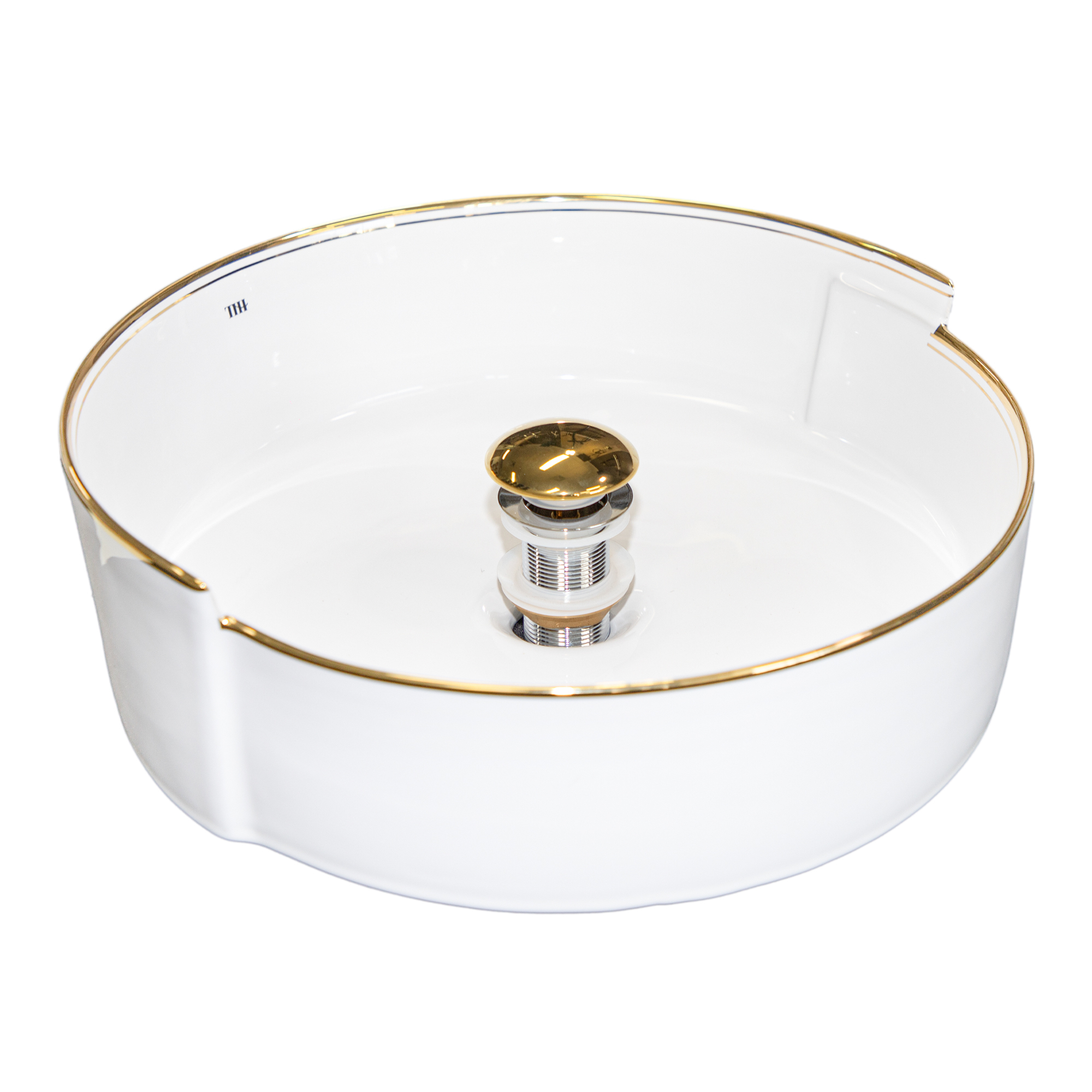 THH Above Counter Ceramic Bathroom Basin Gold Trim 420X420X130mm