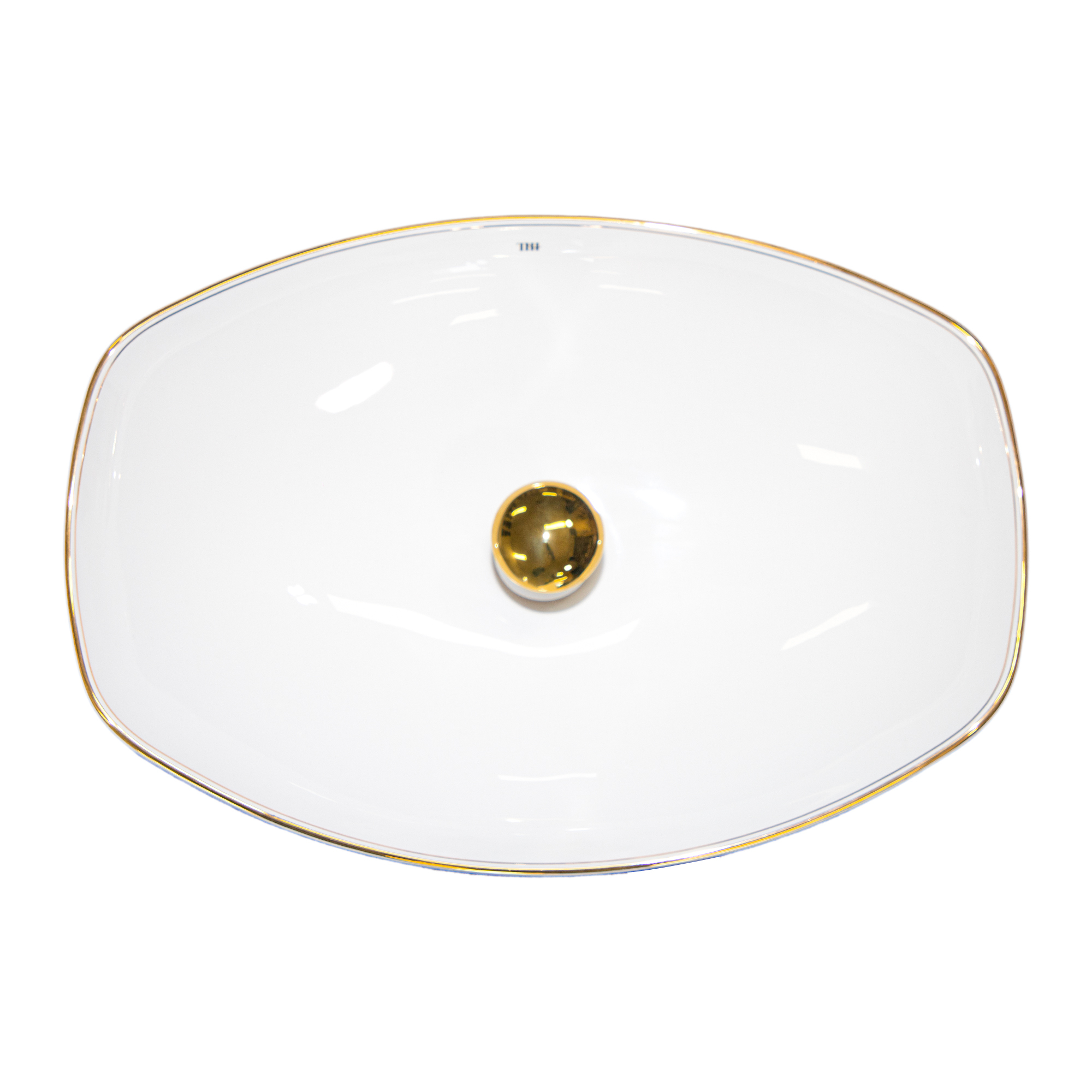 THH Above Counter Ceramic Bathroom Basin Gold Trim 550X400X155mm