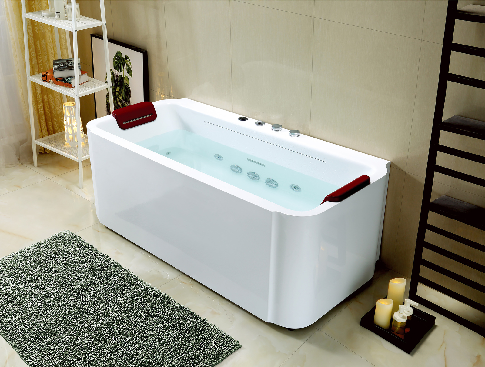 Thh Jacuzzi Massage Free Standing Bathtub White Glass 1600*800*620