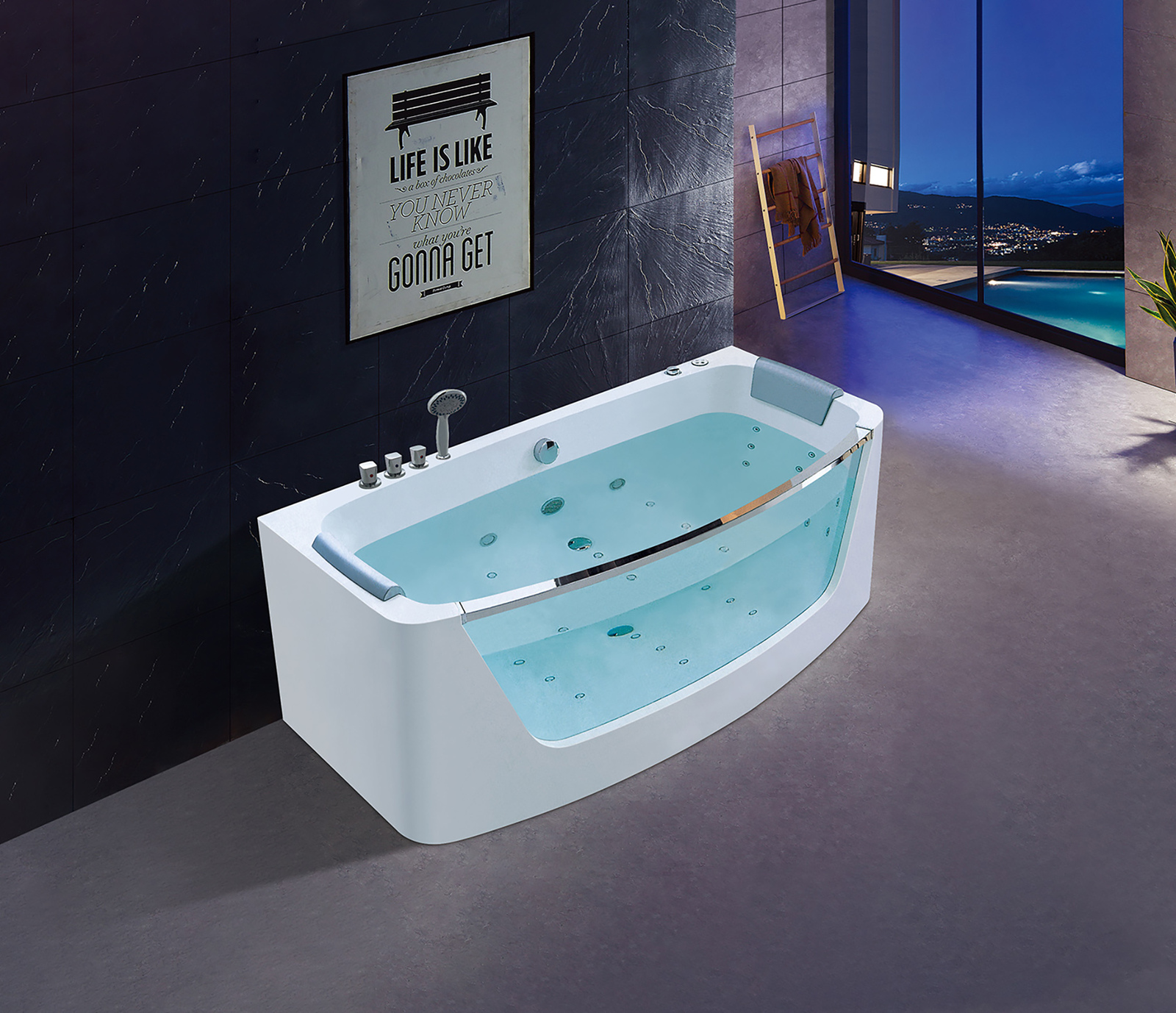 Thh Jacuzzi Massage Free Standing Bathtub White Glass 1500*850*650