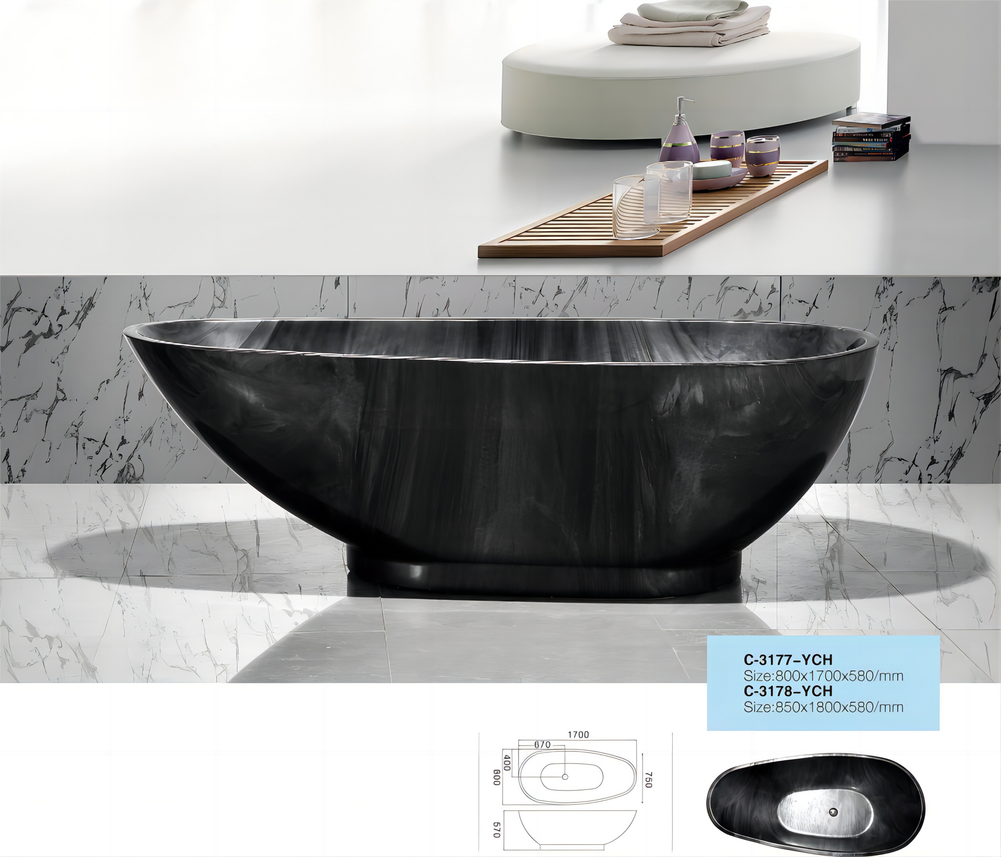 THH Free Standing Bathtub 80*170*58 HHBT27