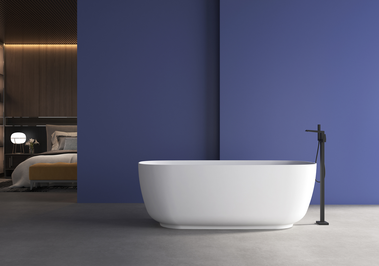 THH Acrylic Free Standing Bathtub Matt Black In&amp;Out 1700X750X600