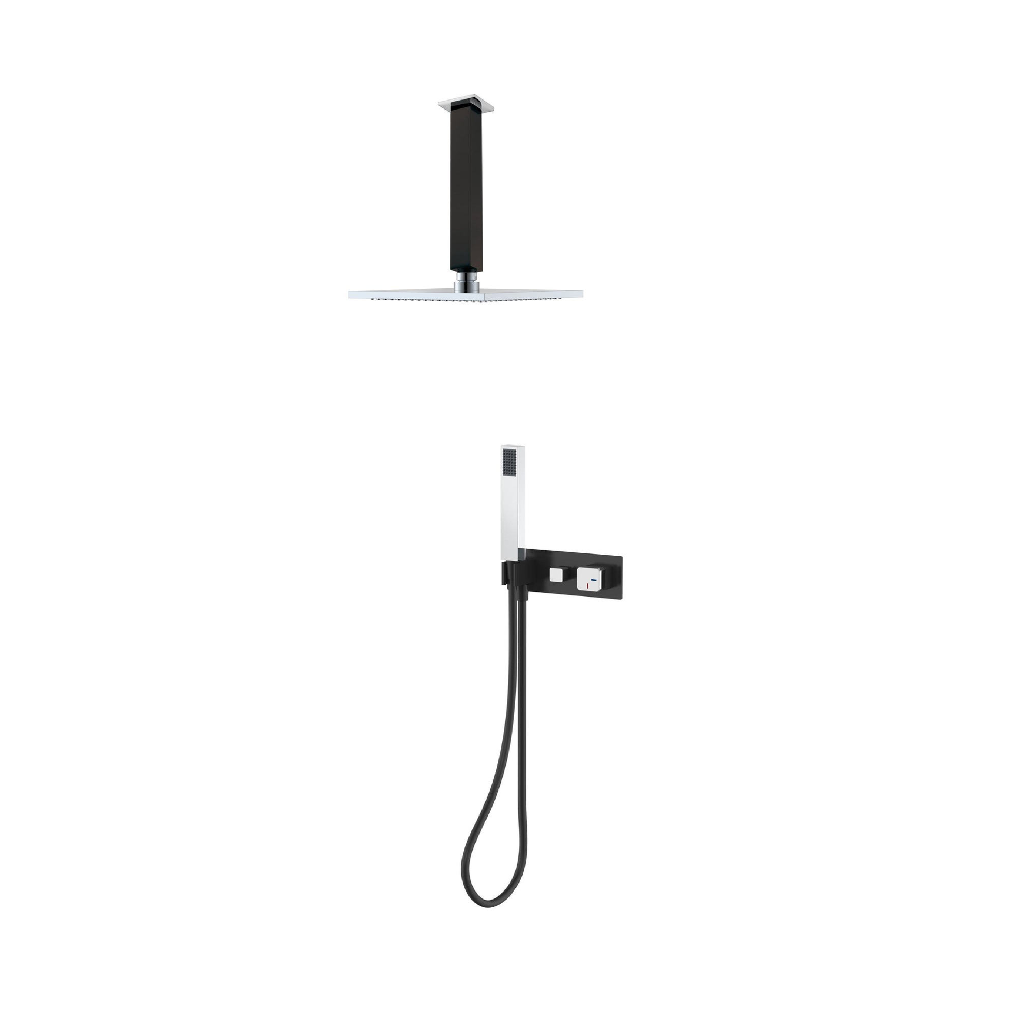 THH Bathroom Concealed Shower Set Chrome handle &amp; Matt Black Body