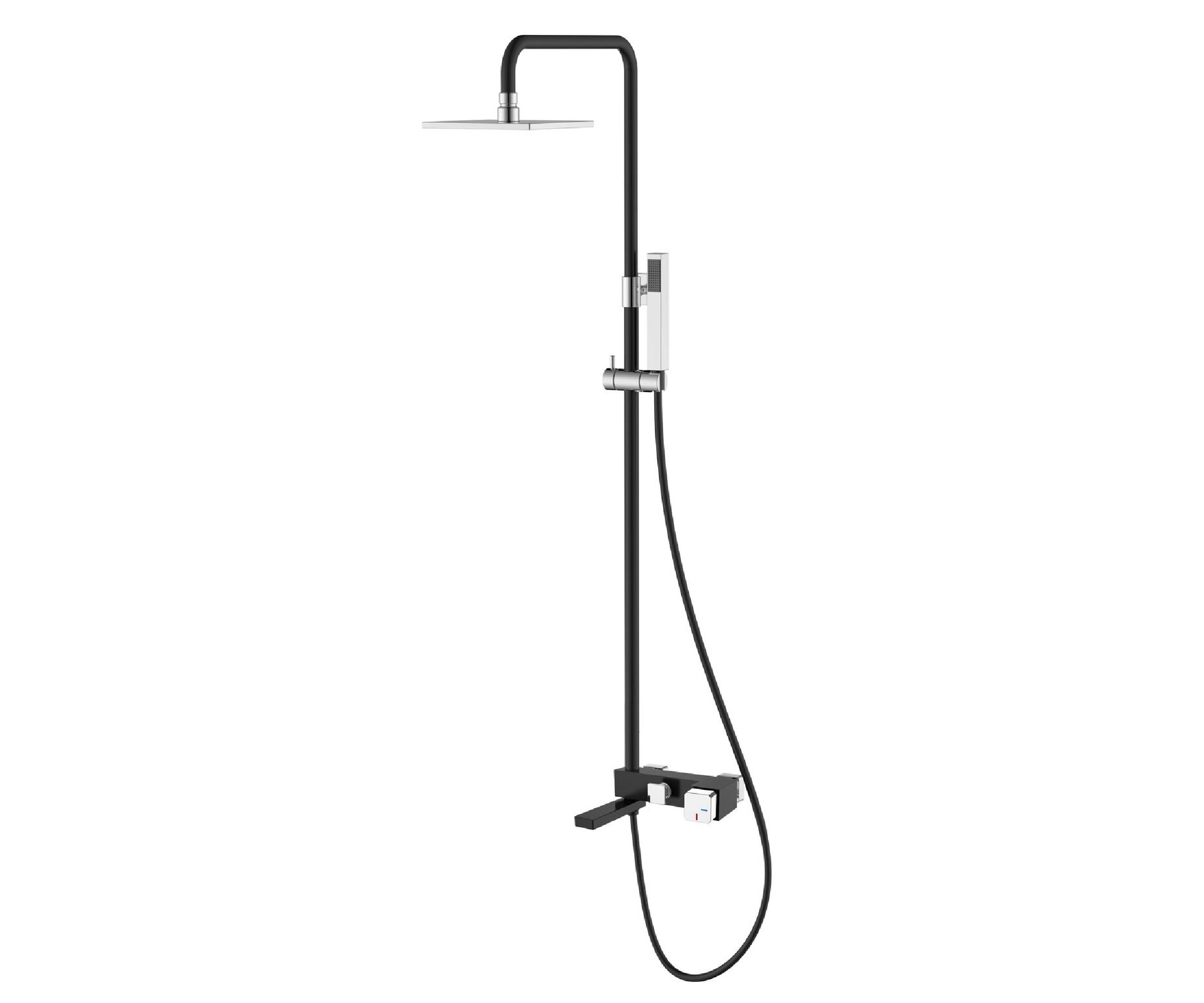 THH Bathroom Shower Set Chrome handle &amp; Matt Black Body