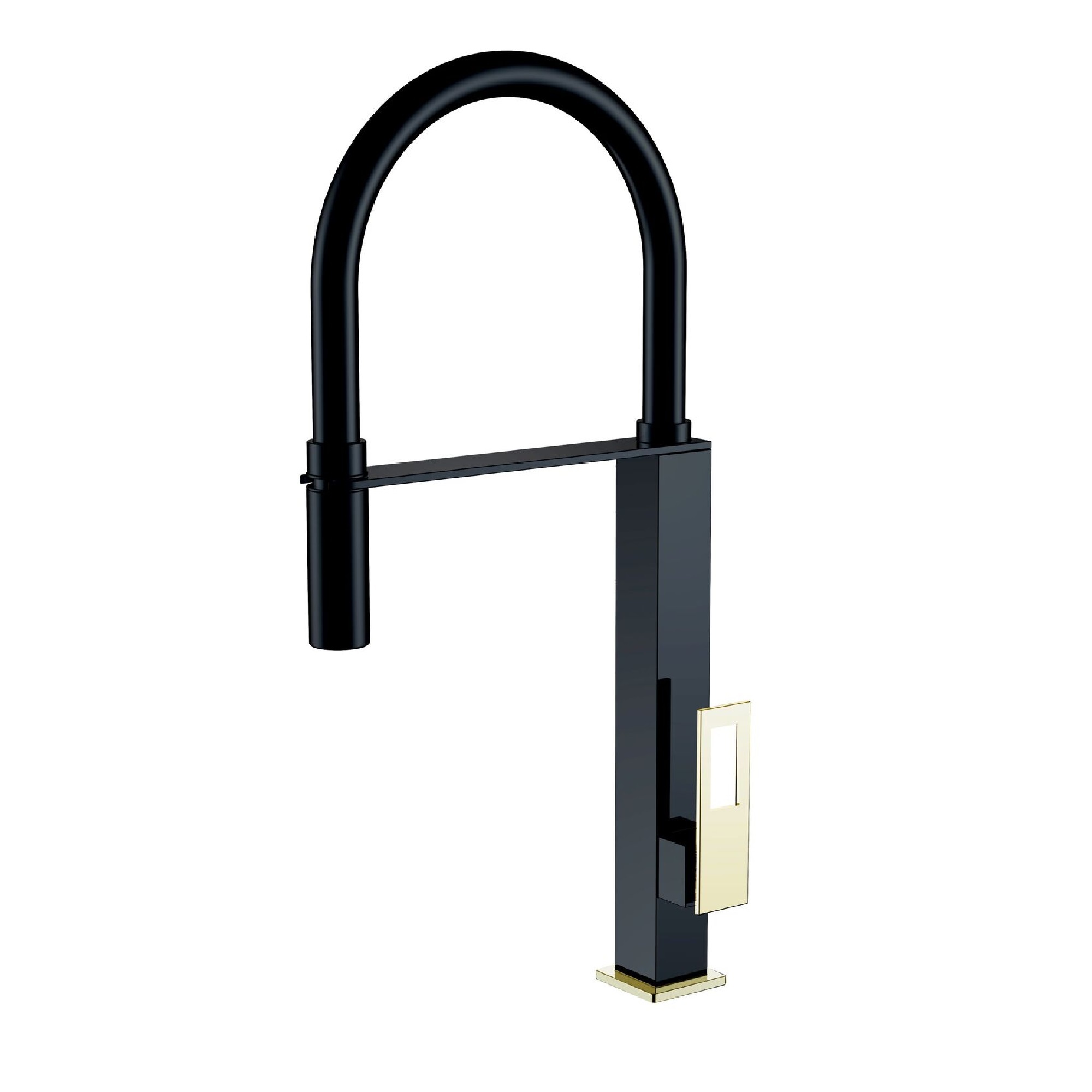 THH Bathroom Pull down Kitchen Mixer Gold handle &amp; Matt Black Body