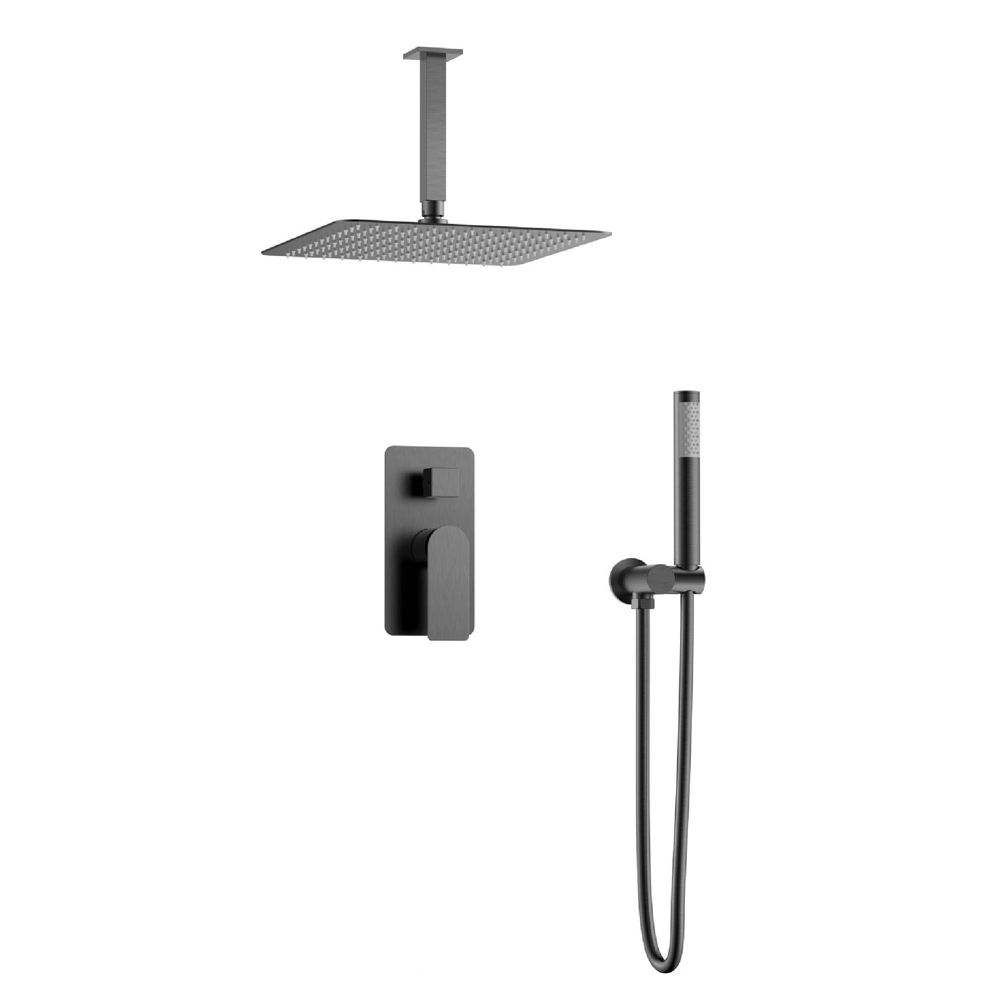 THH Bathroom Concealed Shower Set Gun Black (Brushed Gun Metal)